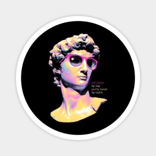 Art Piece By Day, Party Beast By Night - Neon David 80s Retro Pixel Statue Art Magnet